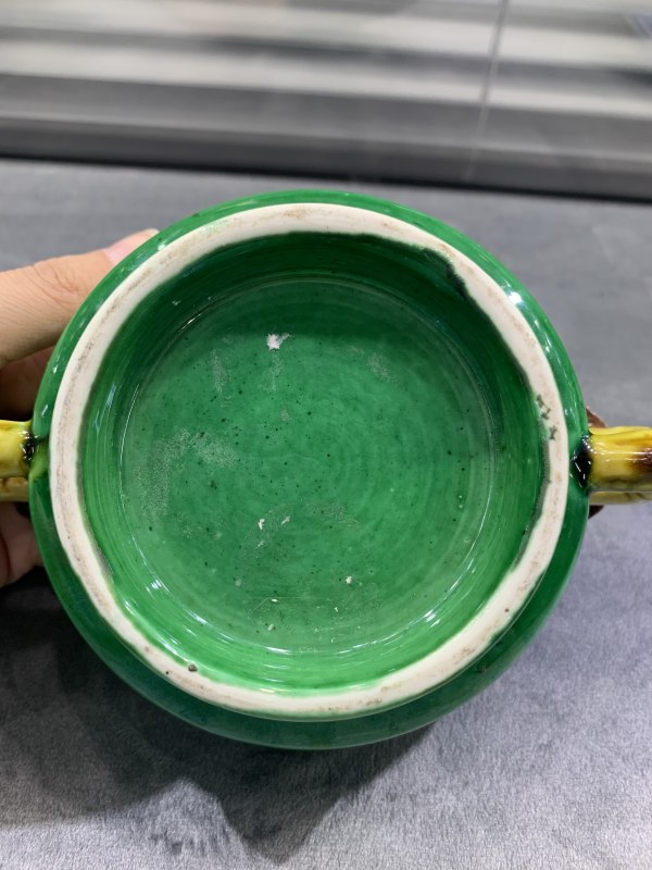 清康熙素三彩堆塑双蝠龙耳洗 - 图11