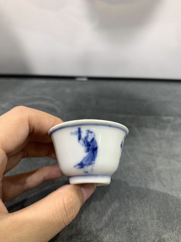 清康熙青花神仙人物故事纹小杯 - 图4