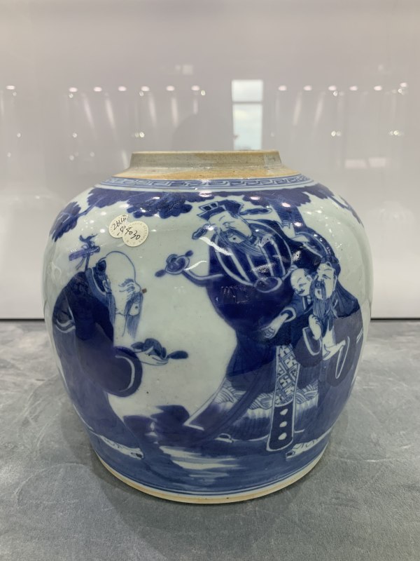 清中期青花福禄寿三星纹大罐 - 图2