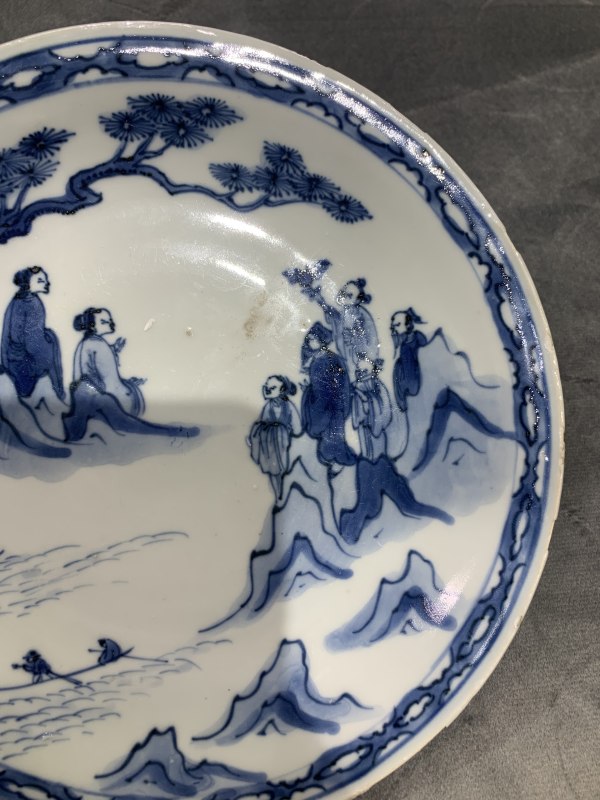 明天启青花神仙人物故事纹盘 - 图3