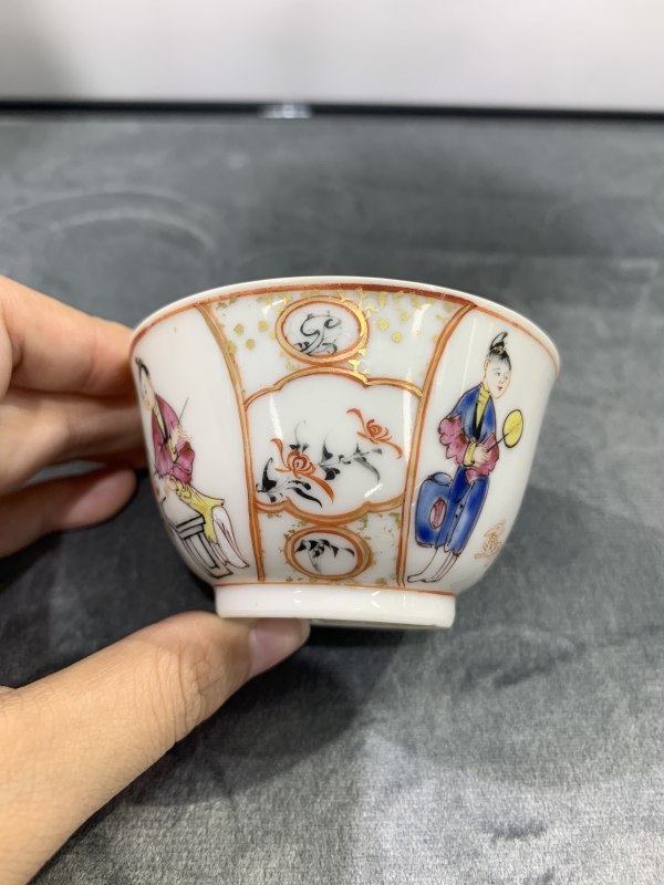 清乾隆广彩教子图茶园 - 图5