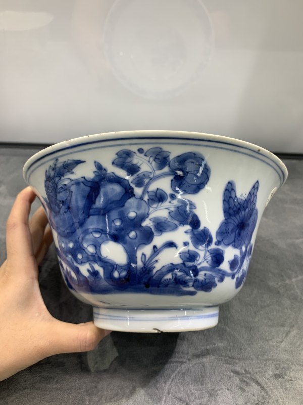 清康熙青花花鸟纹大碗 - 图3