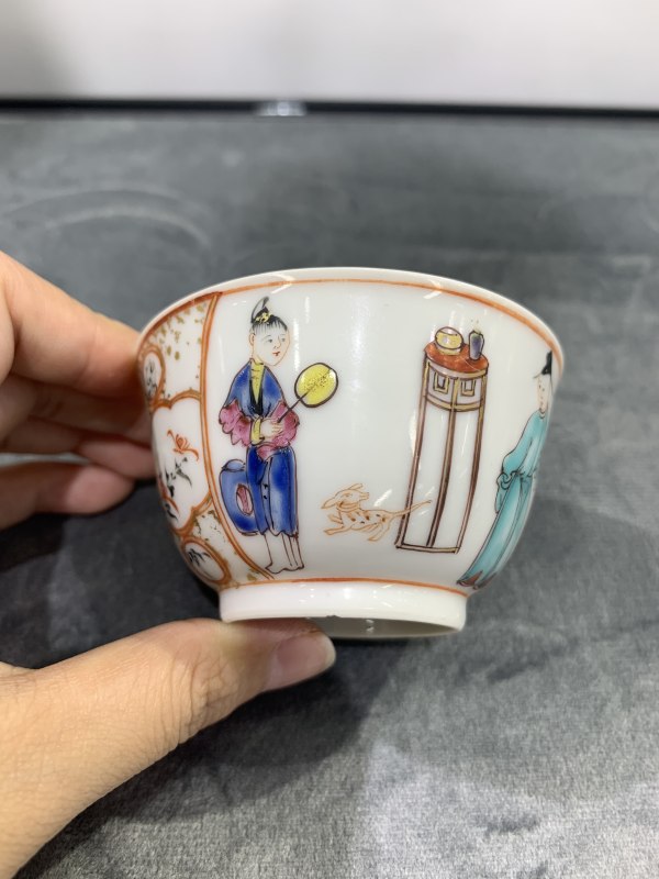 清乾隆广彩教子图茶园 - 图6