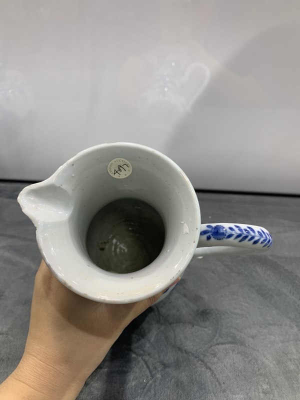 清康熙青花蝶恋花喜上眉梢纹花浇 - 图8