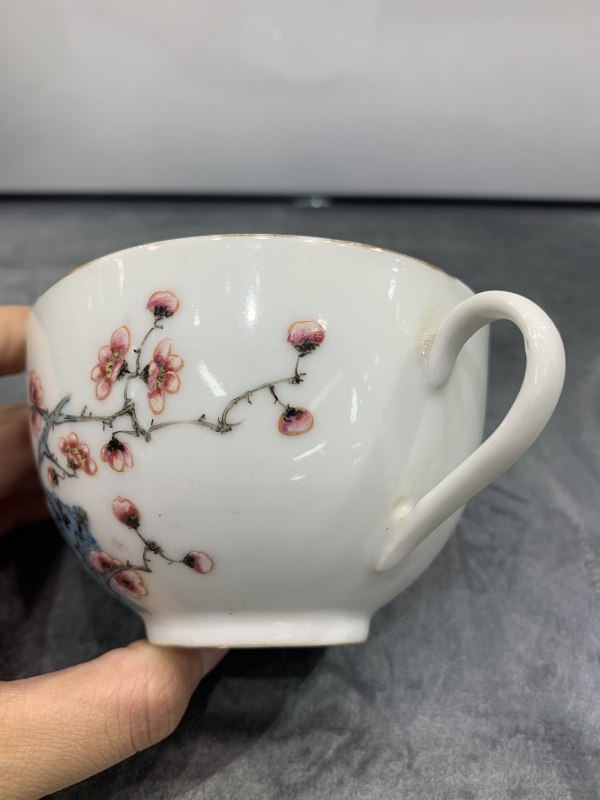民国粉彩梅花纹把杯一组四件 - 图25