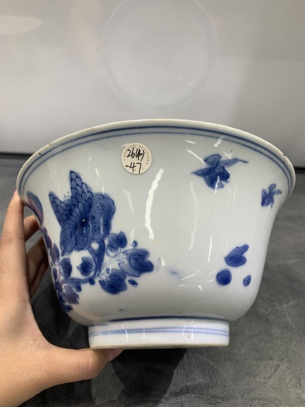 清康熙青花花鸟纹大碗 - 图4