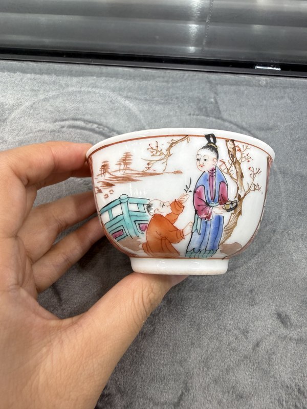 清乾隆广彩人物故事纹茶园 - 图2