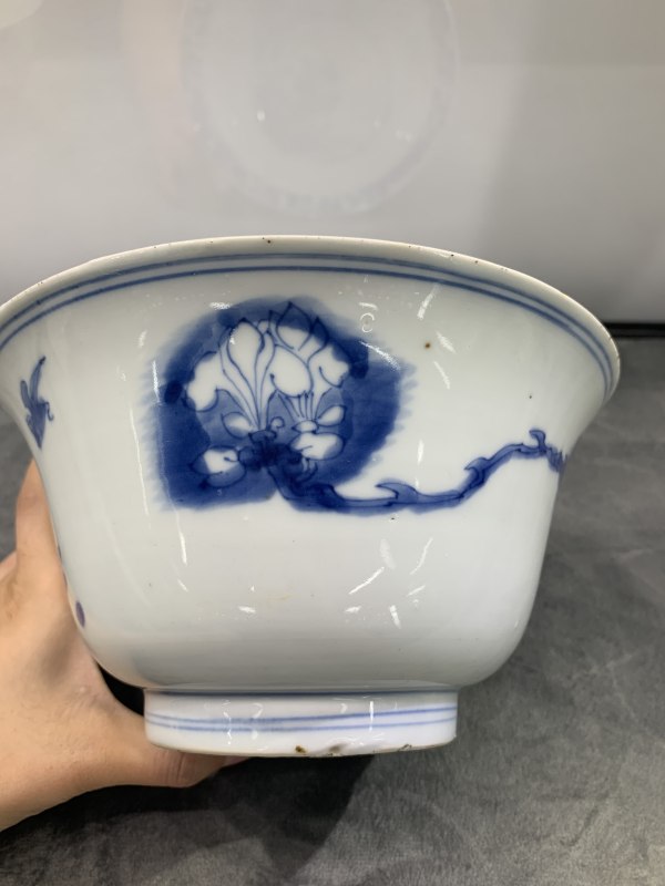 清康熙青花花鸟纹大碗 - 图5