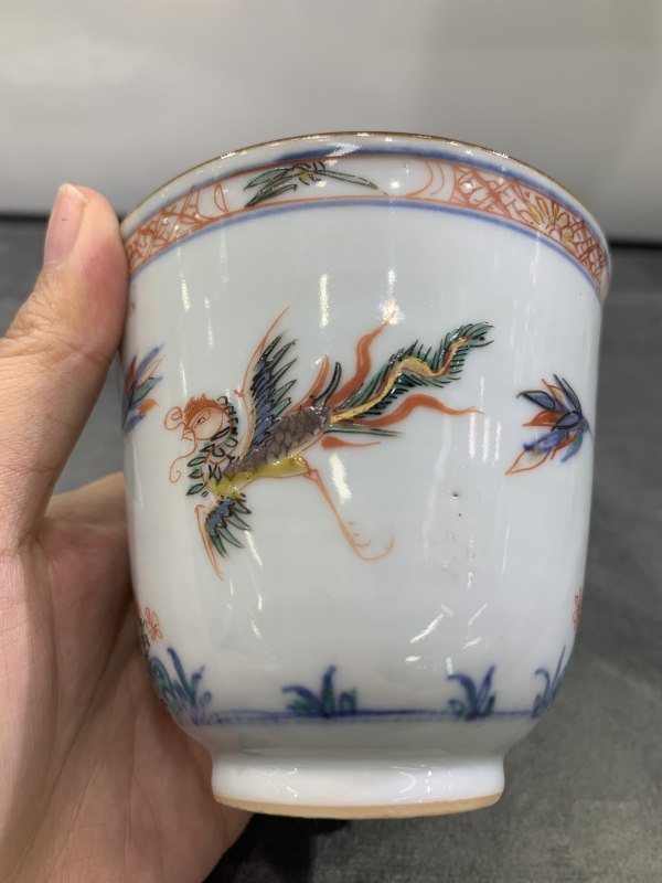 清康熙斗彩麒麟引凤纹杯盏一套 - 图9