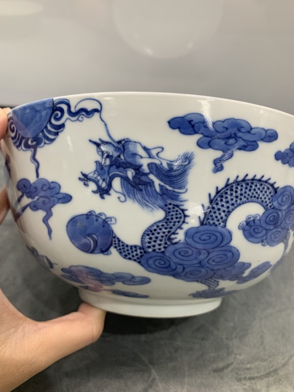清道光青花四灵图墩式大碗 - 图2