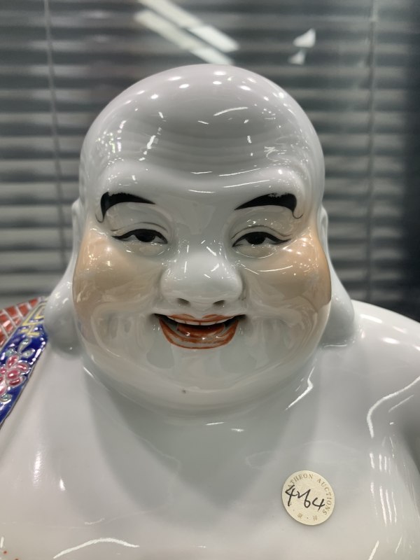 民国粉彩弥勒佛塑像 - 图9