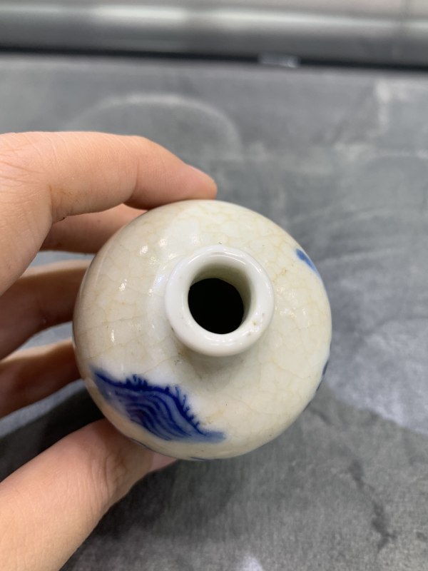 清晚期哥釉青花和合二仙纹鼻烟壶 - 图7