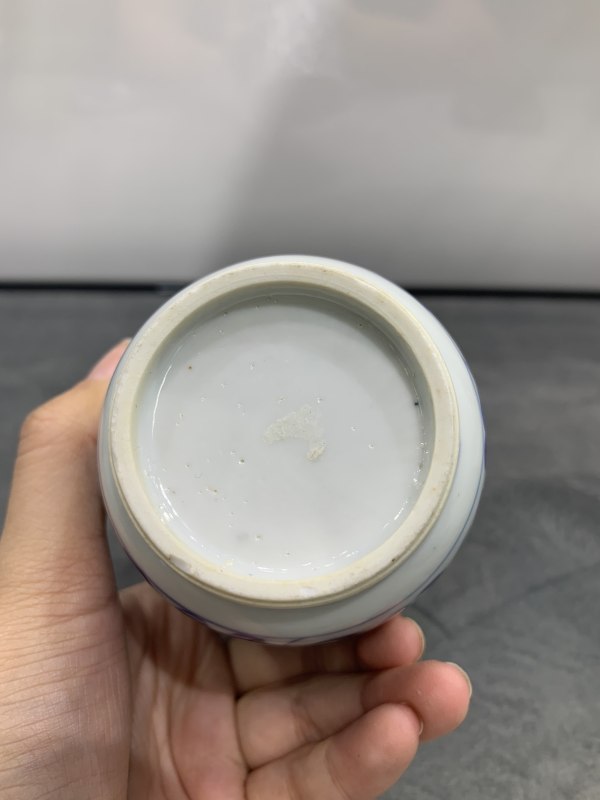 清康熙青花缠枝花卉纹铃铛盖杯 - 图7