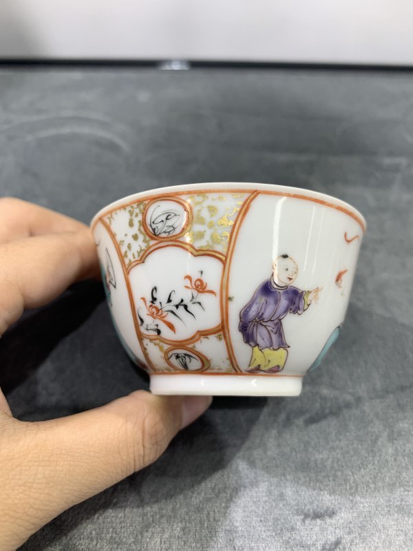 清乾隆广彩教子图茶园 - 图8