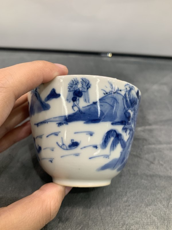清道光青花牧牛图小杯 - 图3