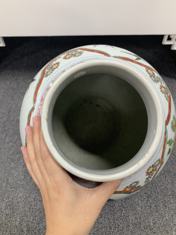 清康熙五彩花鸟纹将军罐 - 图6