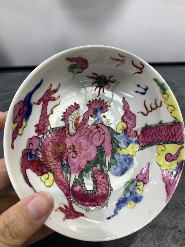 清雍正粉彩过墙龙纹盘 - 图7