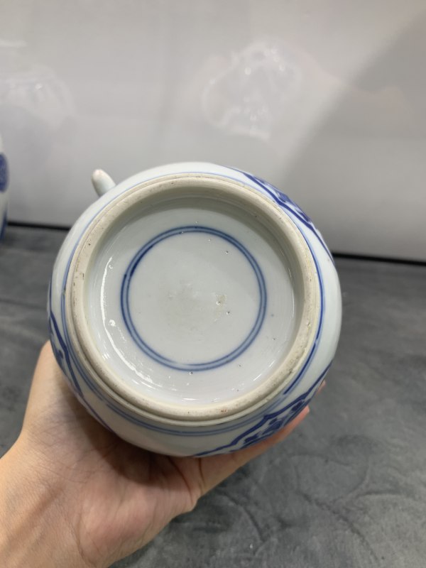 清康熙青花蝶恋花喜上眉梢纹花浇 - 图11