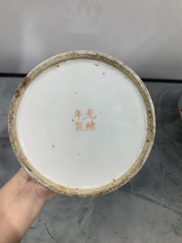 清晚期粉彩富贵大吉图帽筒 - 图8