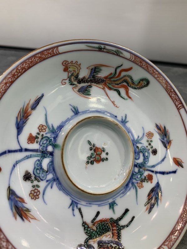 清康熙斗彩麒麟引凤纹杯盏一套 - 图11