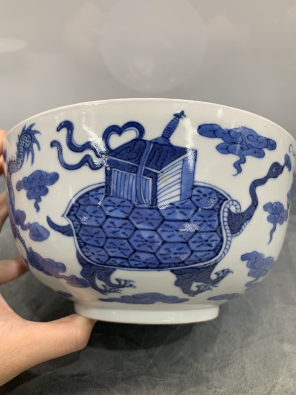 清道光青花四灵图墩式大碗 - 图4
