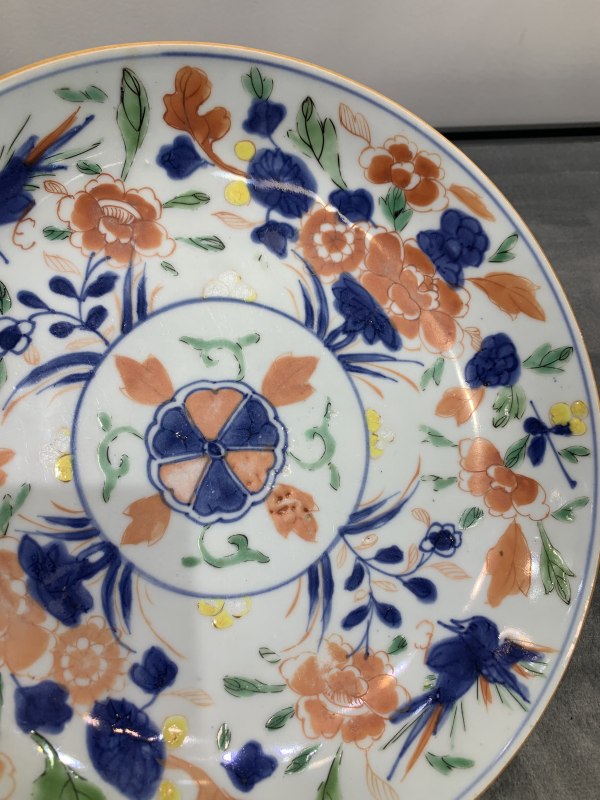 清康熙青花加彩花鸟纹盘 - 图3