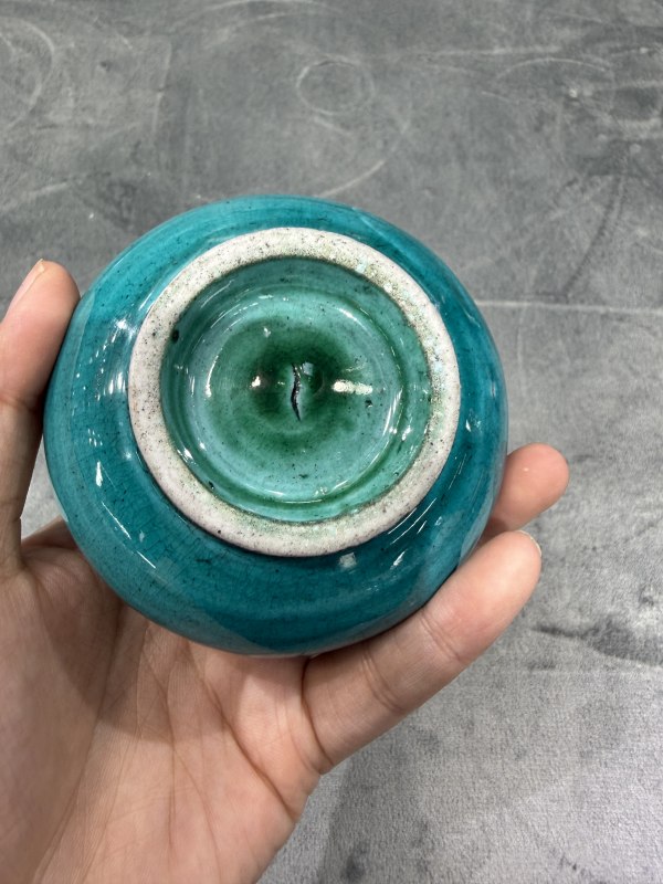 清晚期孔雀蓝釉水盂 - 图6