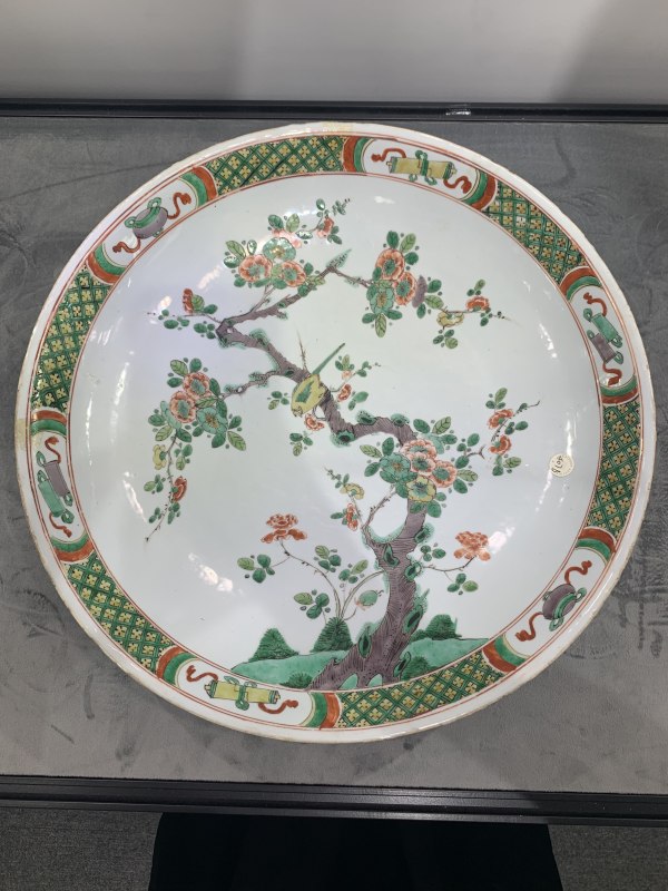 清康熙五彩花鸟纹大盘 - 图2
