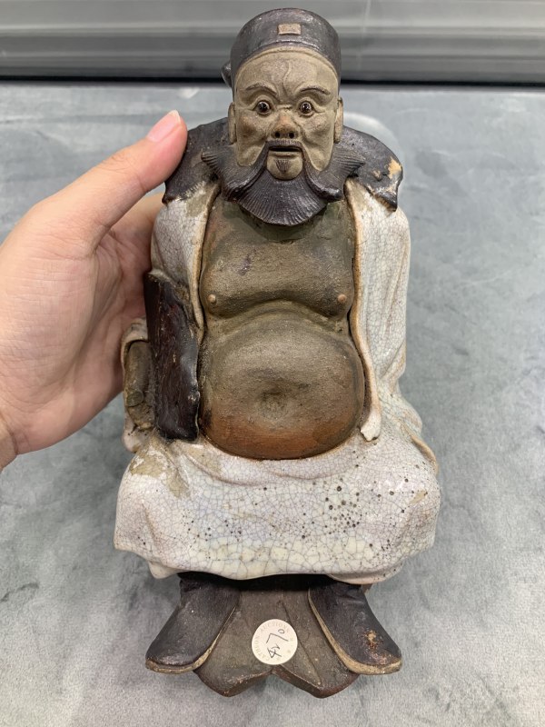 清晚期哥釉钟馗塑像 - 图2