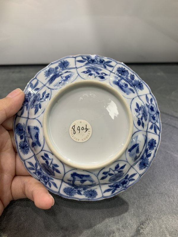 清康熙青花木兰秋狝纹花口小盘 - 图5