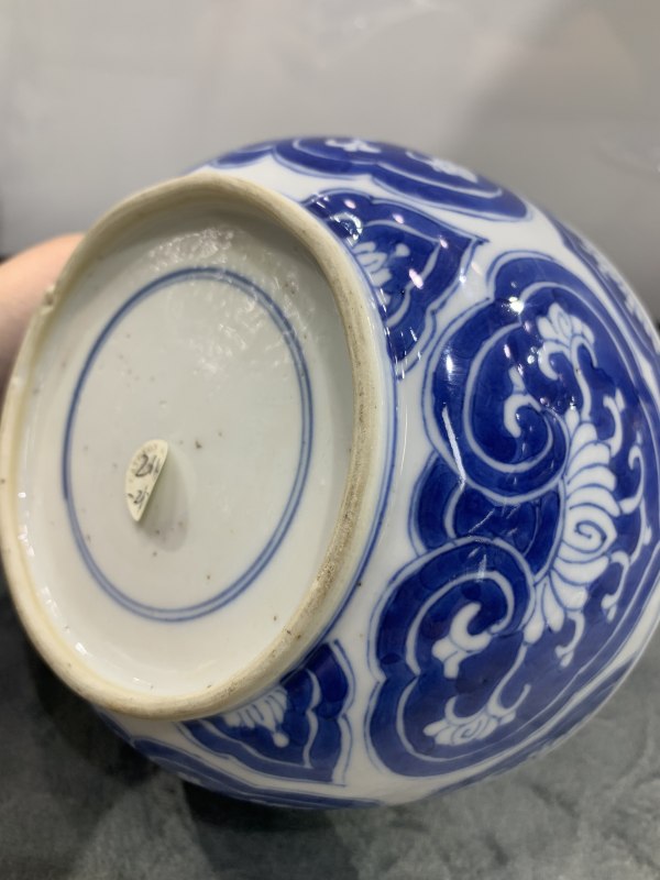 清康熙青花如意纹盖缸 - 图9
