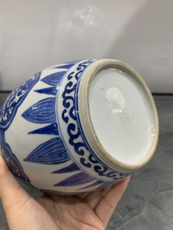 清康熙青花蕉叶如意纹莲子罐 - 图9