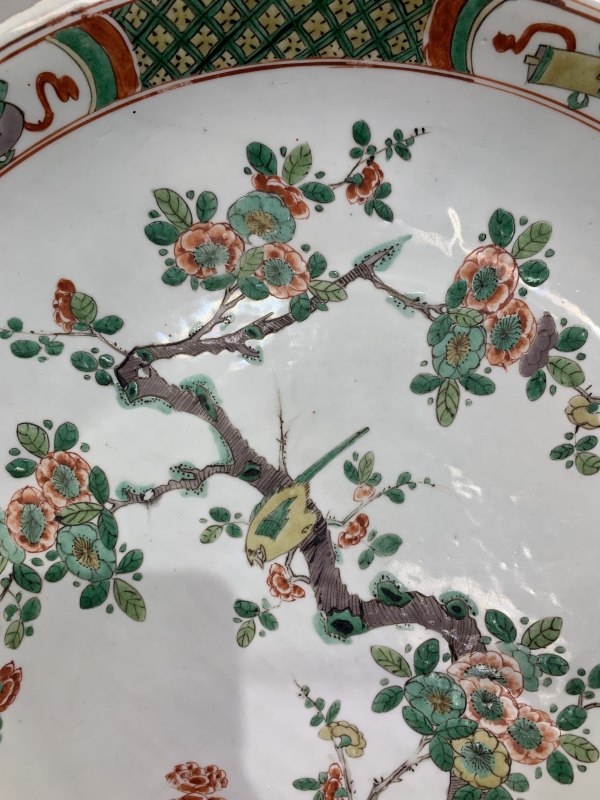 清康熙五彩花鸟纹大盘 - 图3