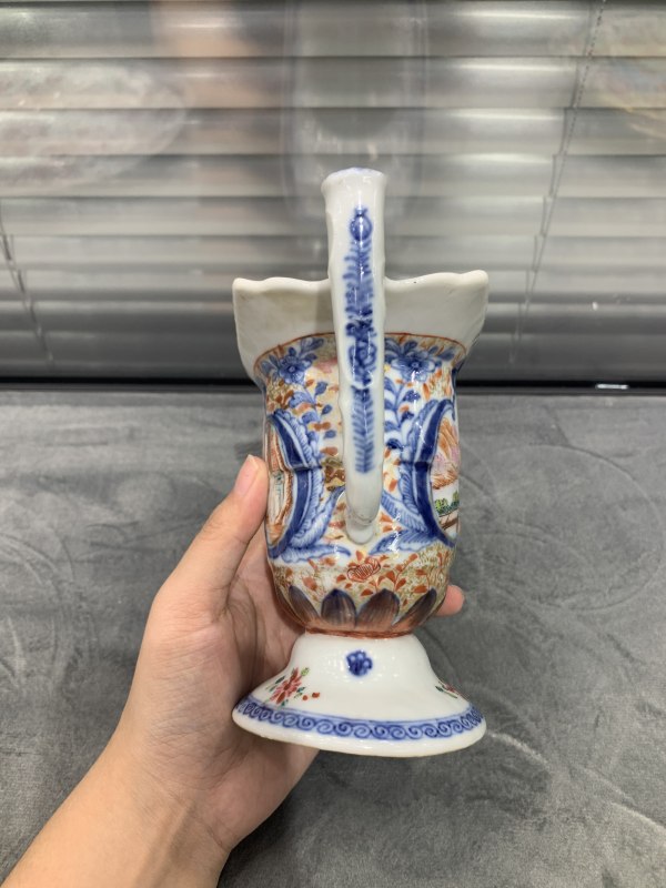 清乾隆广彩开光满大人人物故事图爵式奶壶 - 图3