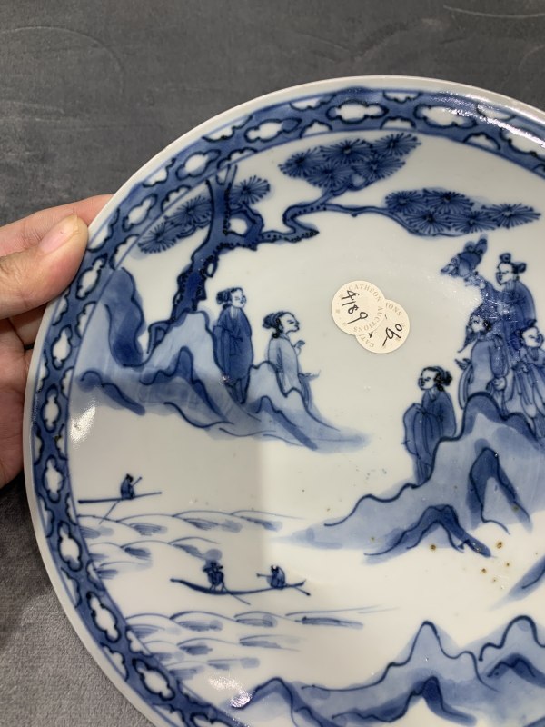 明天启青花神仙人物故事纹盘 - 图4