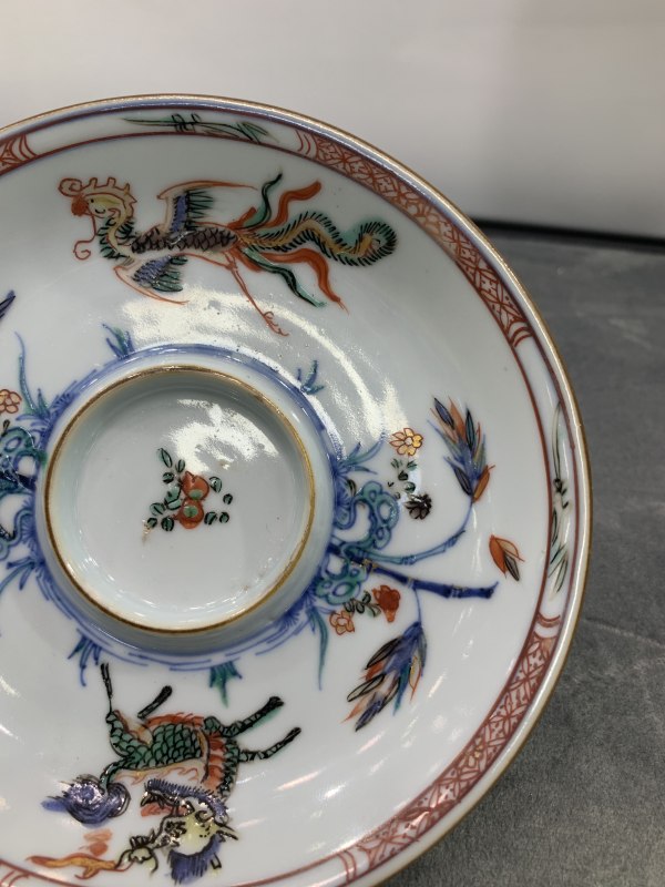 清康熙斗彩麒麟引凤纹杯盏一套 - 图13