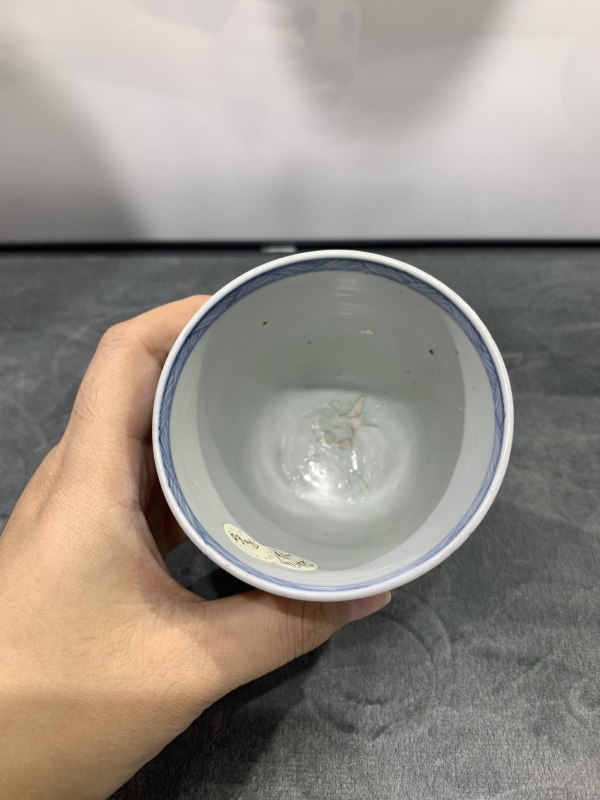 清康熙青花折枝花卉纹铃铛杯 - 图5