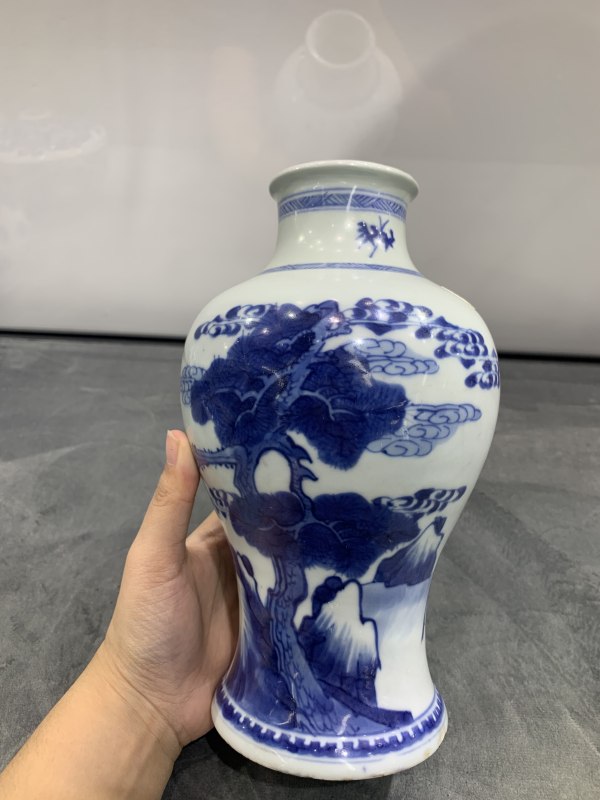 清康熙青花鹤鹿同春诗文梅瓶 - 图2
