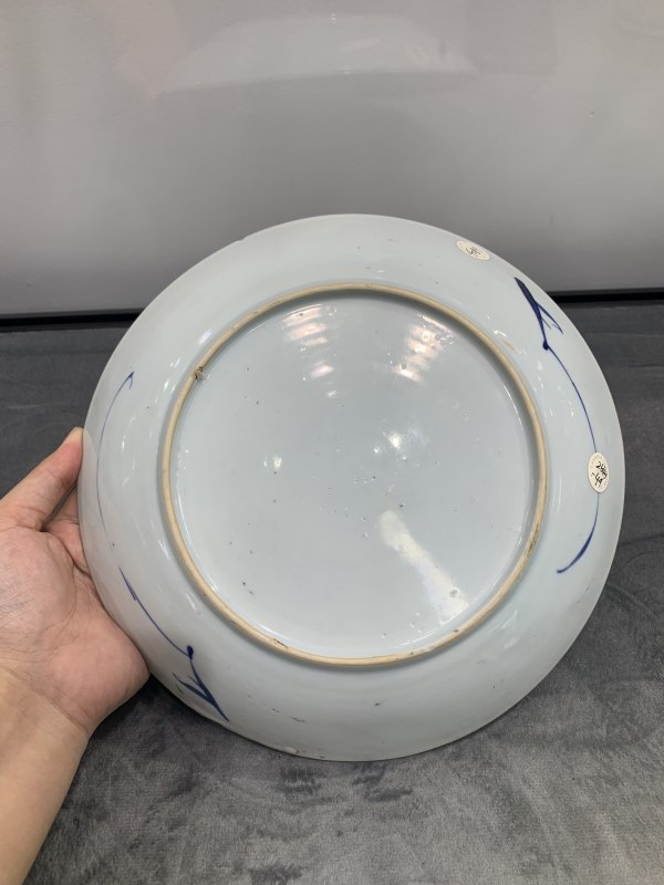 清康熙青花加彩花鸟纹盘 - 图5