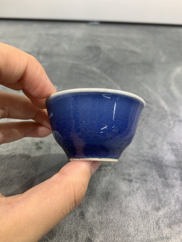 清雍正蓝釉小杯 - 图2