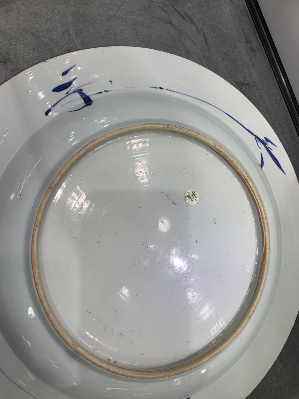 清雍正青花麻姑献寿纹折沿大盘 - 图7