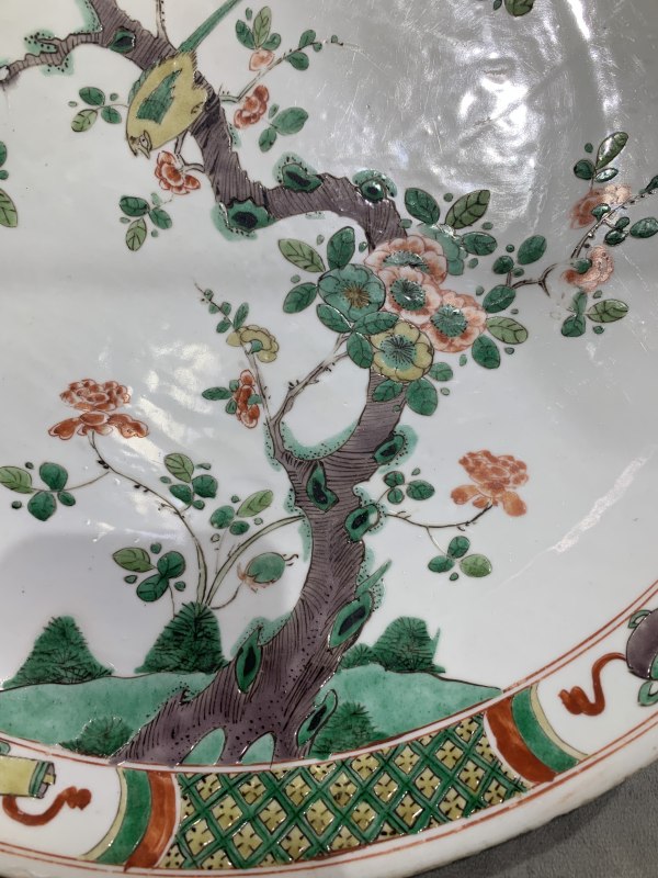 清康熙五彩花鸟纹大盘 - 图4