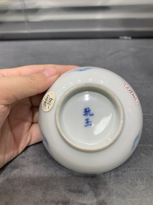清道光青花柳树牡牛图小盘一对 - 图6