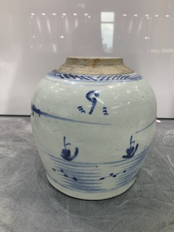 清中期青花山水楼阁纹罐 - 图5