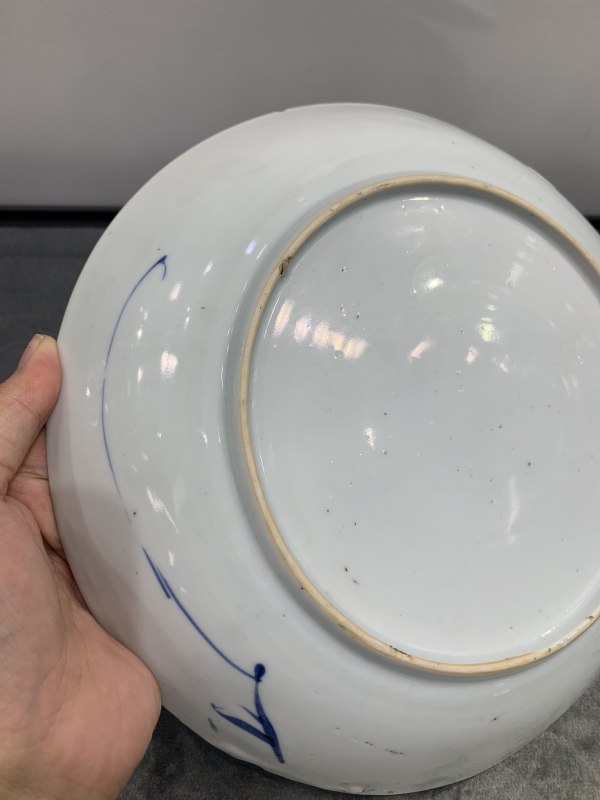 清康熙青花加彩花鸟纹盘 - 图6