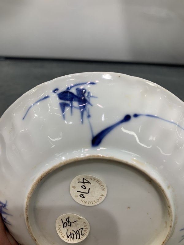 清康熙青花山水楼阁纹模印小盘 - 图7