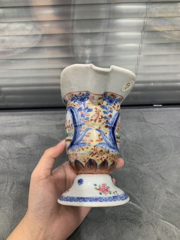 清乾隆广彩开光满大人人物故事图爵式奶壶 - 图5
