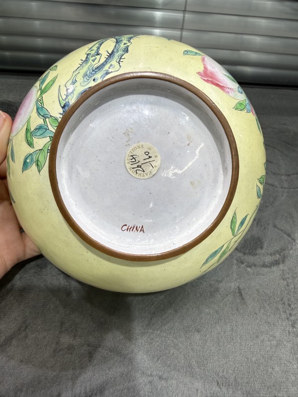 清晚期铜胎画珐琅过枝九桃纹大碗 - 图7