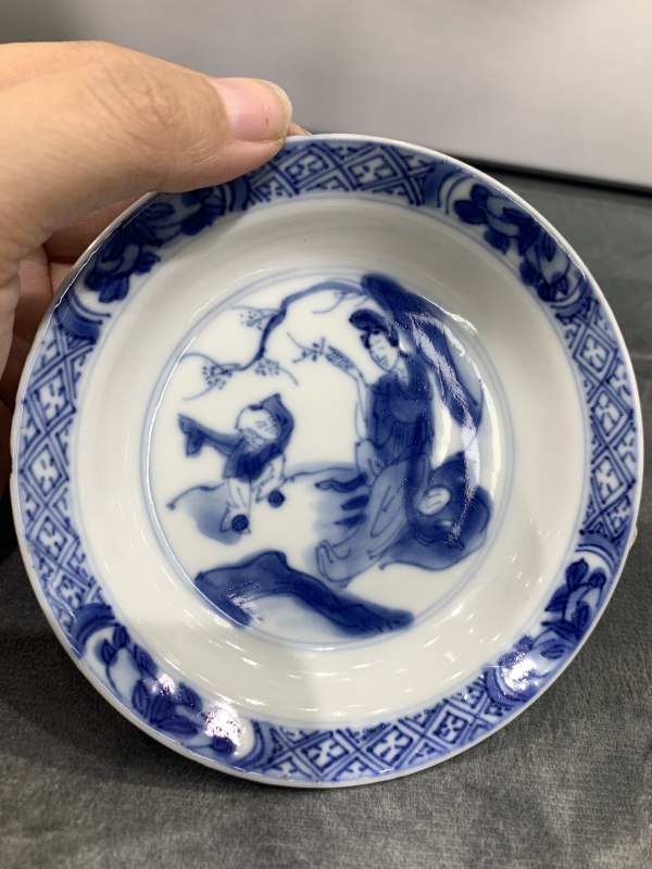 清康熙青花折桂图小盘 - 图4