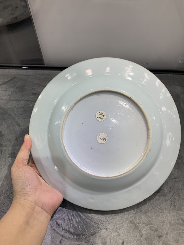 清雍正青花山水楼阁纹折沿盘 - 图6